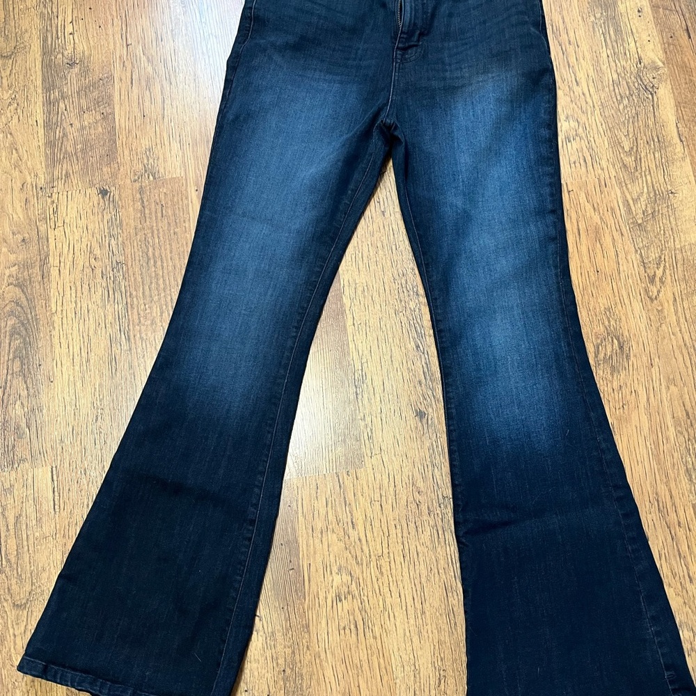 Elegant Dark Blue Flare Jeans